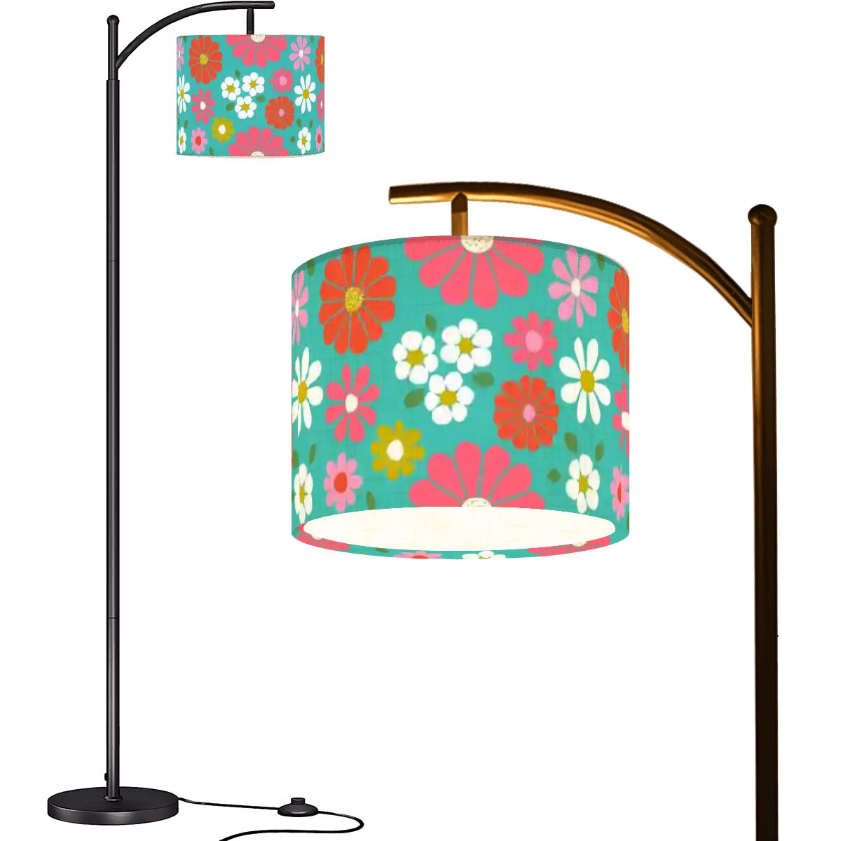 Kate McEnroe New York 60s Mod Flower Power Arc Floor Lamp, Mid Century Modern Groovy Floral Accent LightingArc Floor LampsauULpHTbAX