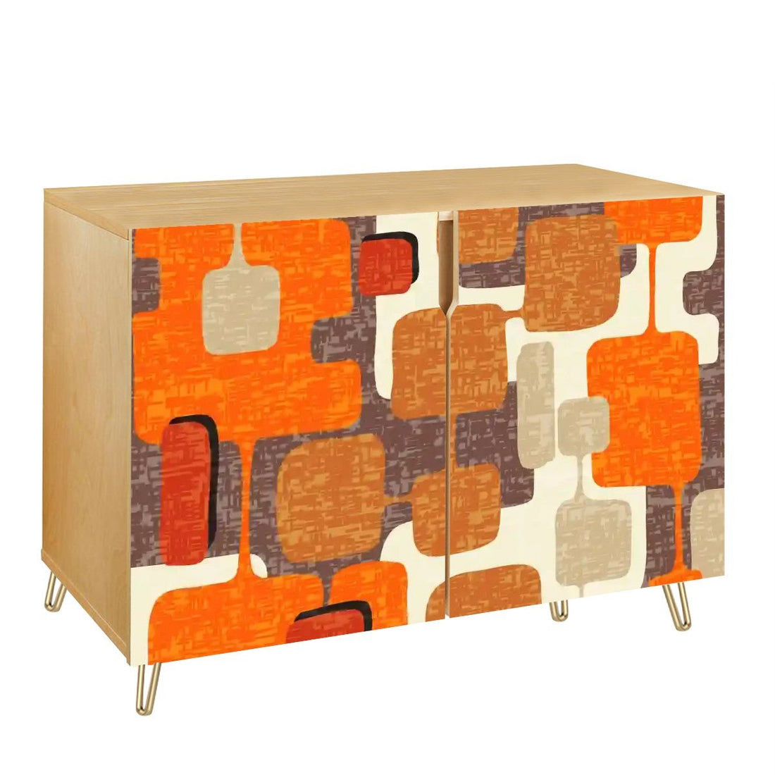 Kate McEnroe New York 60s Mod Geometric Storage Cabinet, Mid Century Modern Abstract Credenza, Retro Atomic Age SideboardStorage CabinetsTSXDUzDd6V