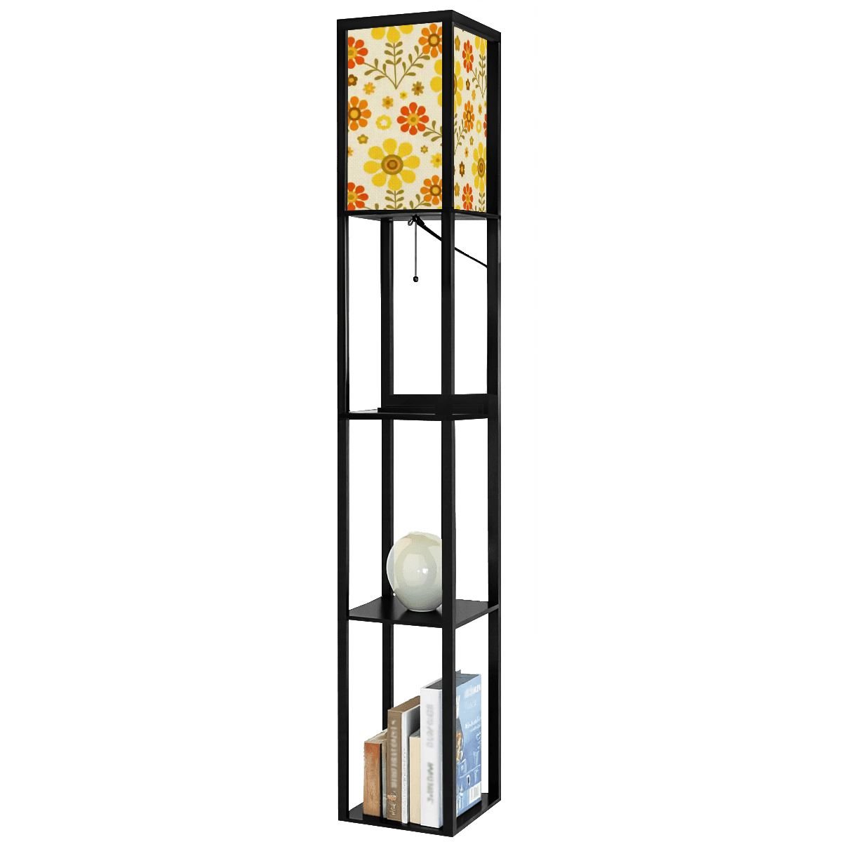 Kate McEnroe New York 70s Daisy Retro Tower Lamp, Mid Century Modern Storage Bookshelf LightLamp with ShelvesndTzEjbJZL