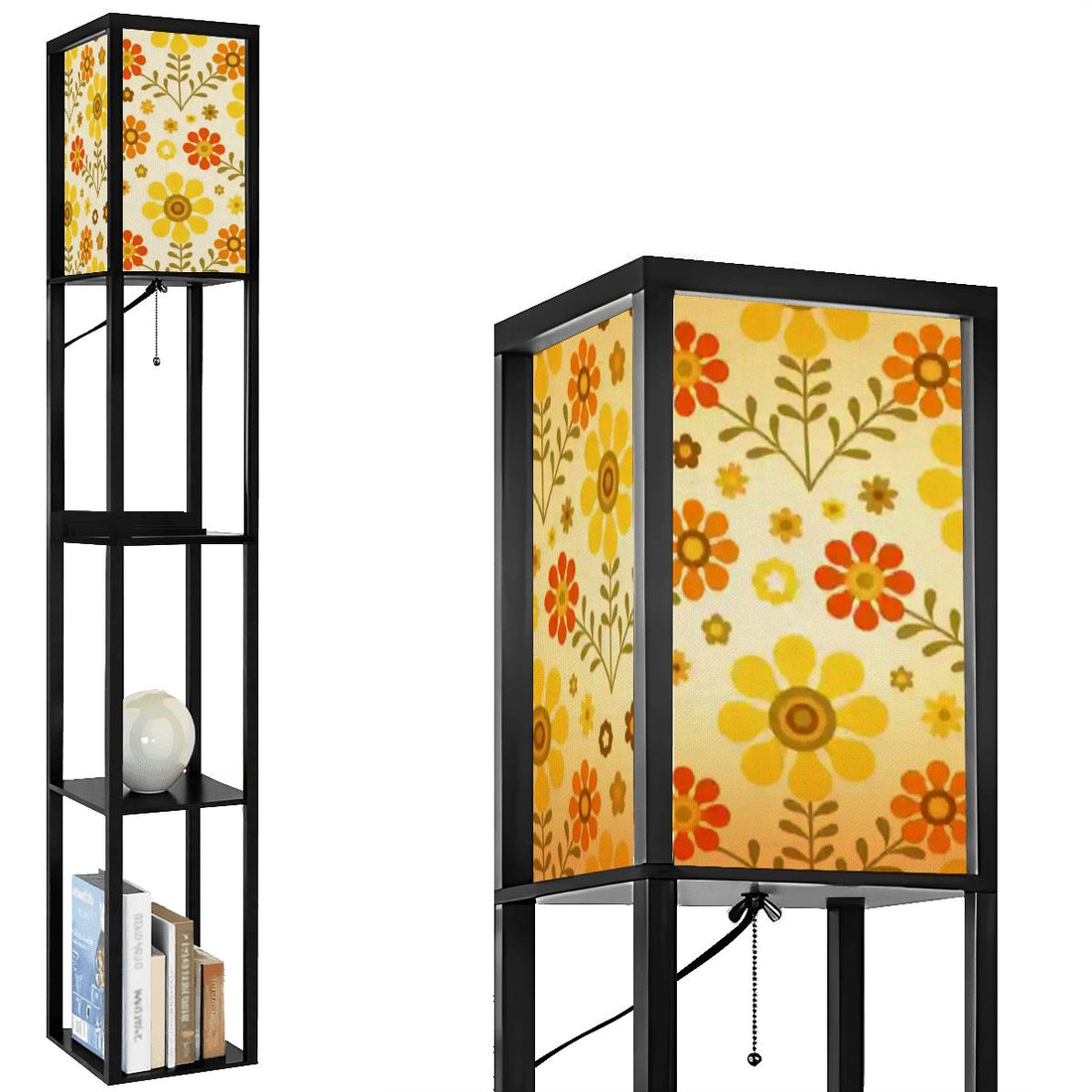 Kate McEnroe New York 70s Daisy Retro Tower Lamp, Mid Century Modern Storage Bookshelf LightLamp with ShelvesndTzEjbJZL