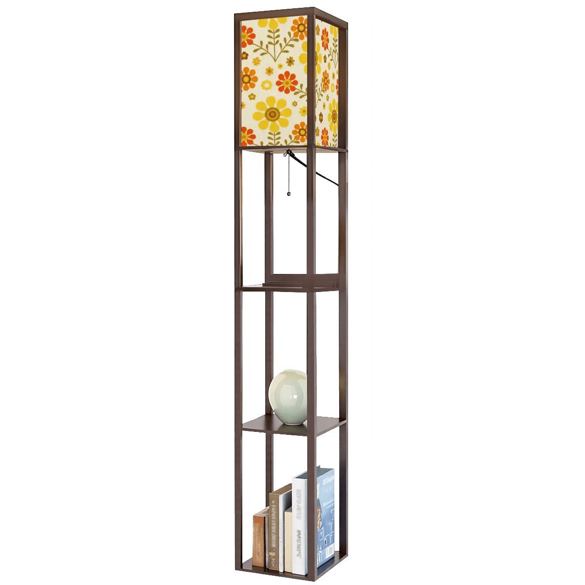 Kate McEnroe New York 70s Daisy Retro Tower Lamp, Mid Century Modern Storage Bookshelf LightLamp with ShelvesndTzEjbJZL