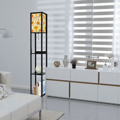 Kate McEnroe New York 70s Daisy Retro Tower Lamp, Mid Century Modern Storage Bookshelf LightLamp with ShelvesndTzEjbJZL