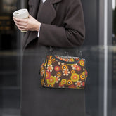 Kate McEnroe New York 70s Flower Power Kiss Lock Purse, Retro Mod Floral HandbagCrossbody BagsD3384973