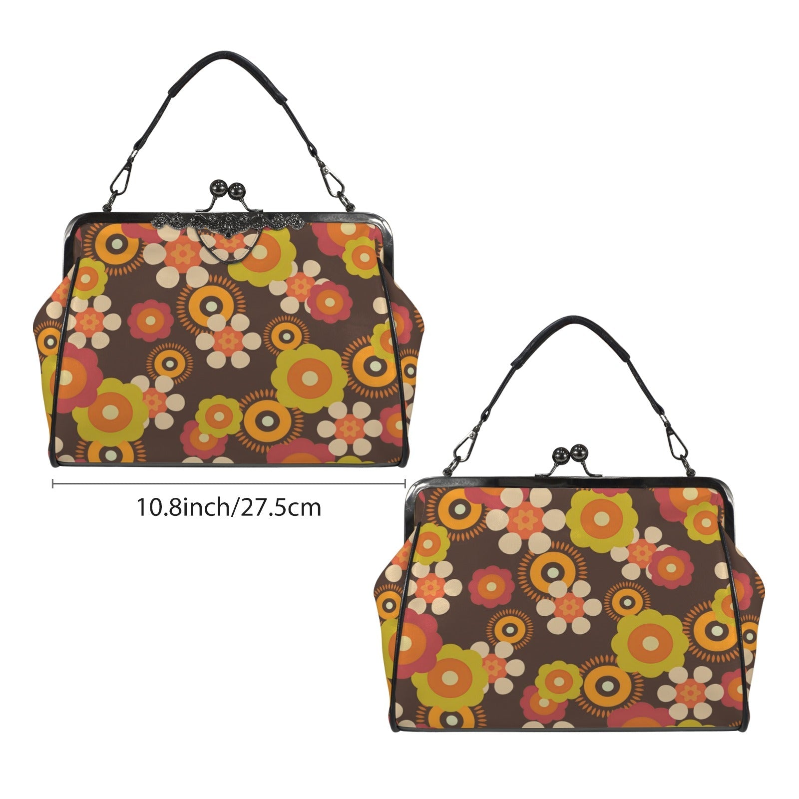 Kate McEnroe New York 70s Flower Power Kiss Lock Purse, Retro Mod Floral HandbagCrossbody BagsD3384973