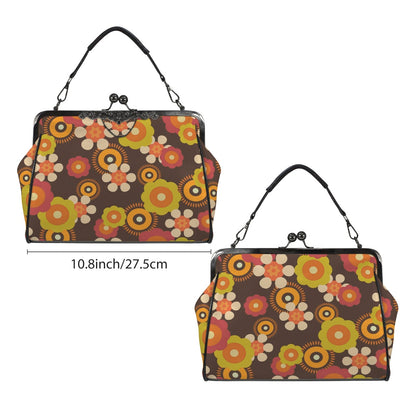 Kate McEnroe New York 70s Flower Power Kiss Lock Purse, Retro Mod Floral HandbagCrossbody BagsD3384973