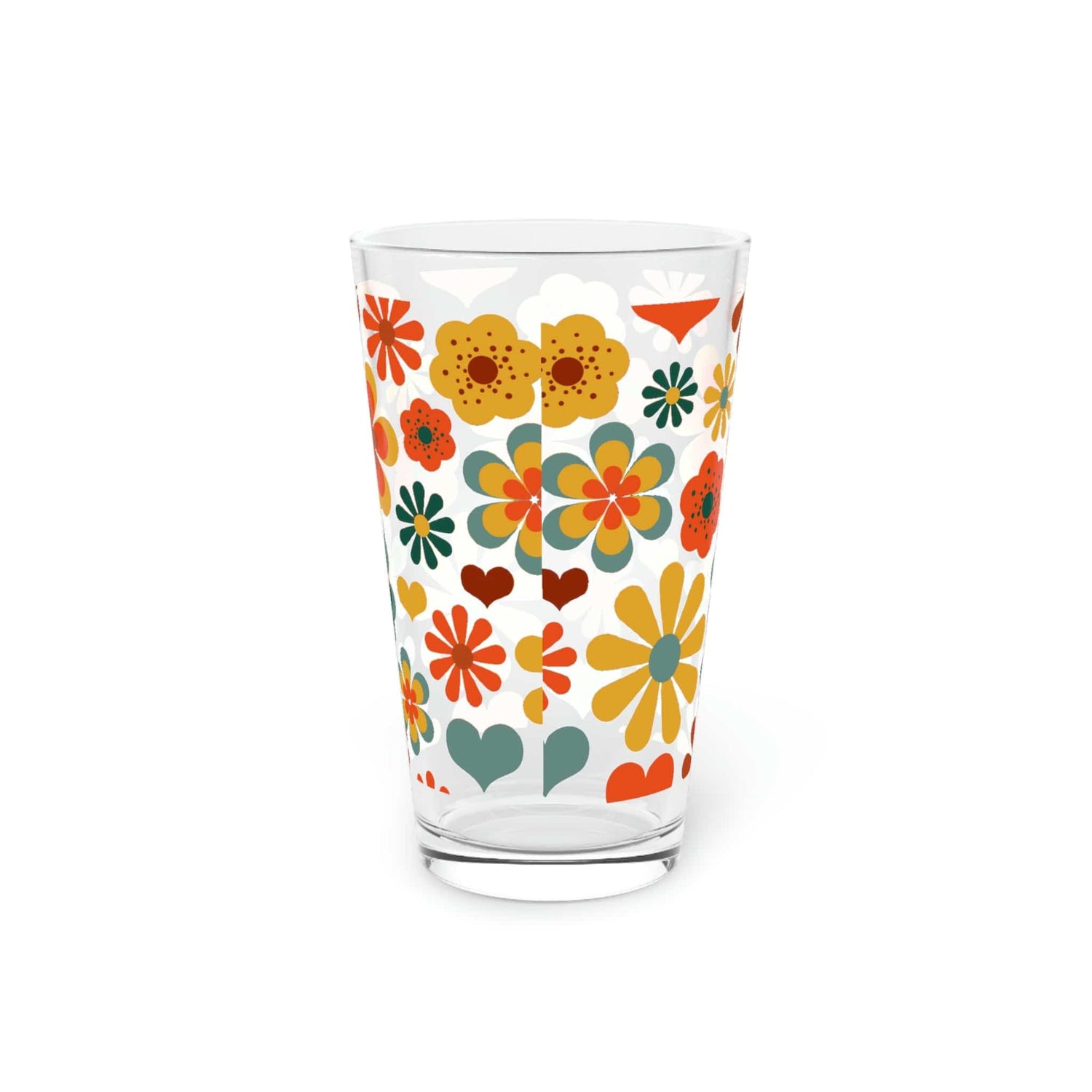 Kate McEnroe New York 70s Flower Power Pint Glass, 16oz Mid Mod Groovy Hippie Beer Glass, Retro Floral Shaker Glass, Beer Glassware Gifts, Gift for Mom Beer Glasses 16oz 13721940476782738135