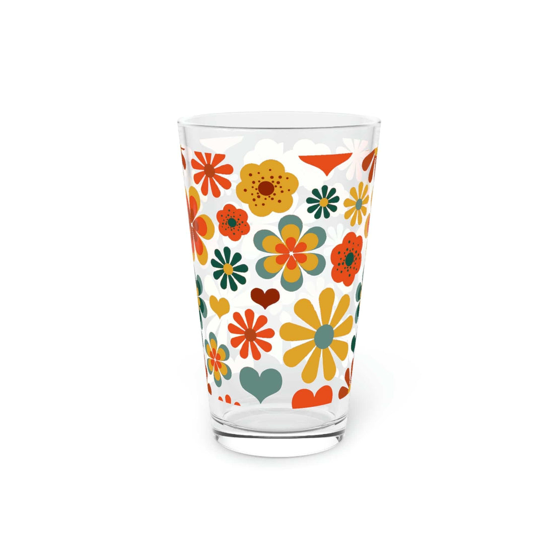 Kate McEnroe New York 70s Flower Power Pint Glass, 16oz Mid Mod Groovy Hippie Beer Glass, Retro Floral Shaker Glass, Beer Glassware Gifts, Gift for MomBeer Glasses13721940476782738135