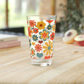 Kate McEnroe New York 70s Flower Power Pint Glass, 16oz Mid Mod Groovy Hippie Beer Glass, Retro Floral Shaker Glass, Beer Glassware Gifts, Gift for MomBeer Glasses13721940476782738135