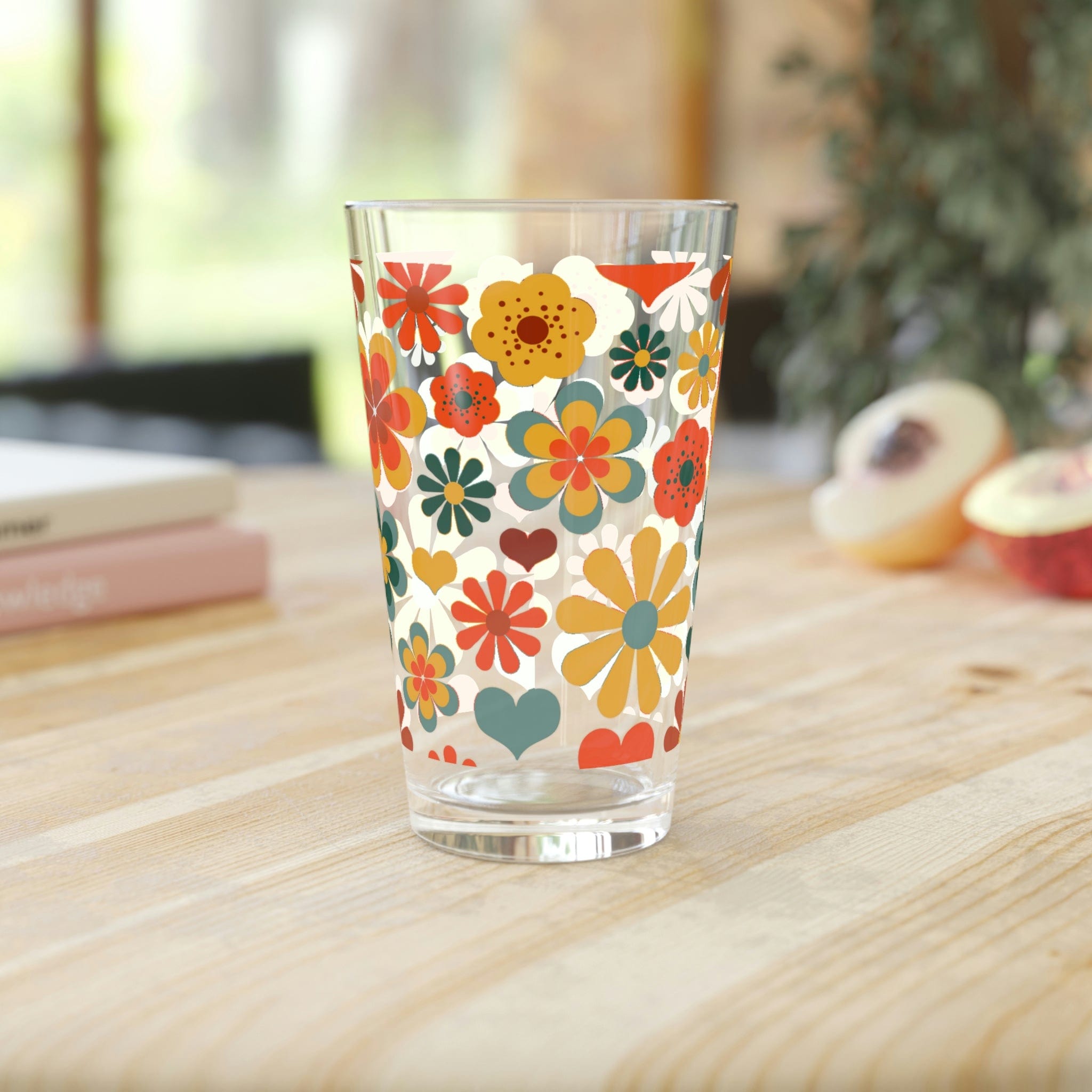 Kate McEnroe New York 70s Flower Power Pint Glass, 16oz Mid Mod Groovy Hippie Beer Glass, Retro Floral Shaker Glass, Beer Glassware Gifts, Gift for MomBeer Glasses13721940476782738135