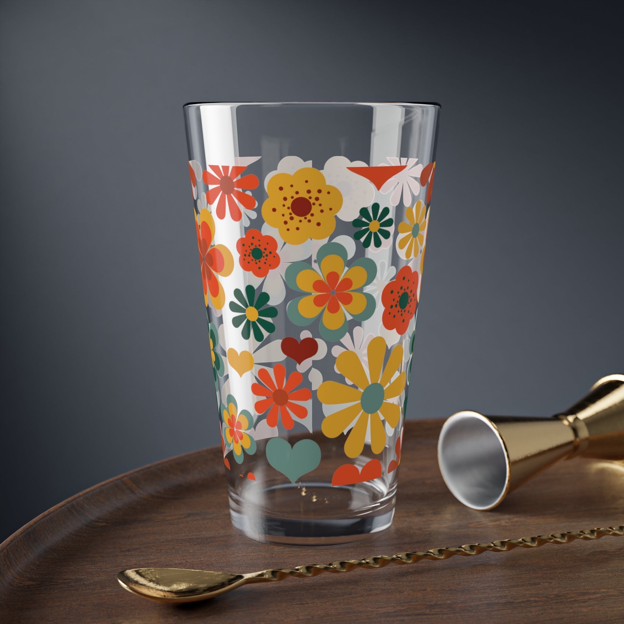 Kate McEnroe New York 70s Flower Power Pint Glass, 16oz Mid Mod Groovy Hippie Beer Glass, Retro Floral Shaker Glass, Beer Glassware Gifts, Gift for MomPint Glasses33723453112412077131