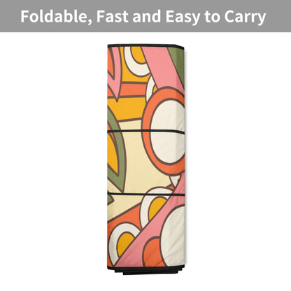 Kate McEnroe New York 70s Groovy Floral Car Sunshade, Retro Hippie Flower Power Windshield CoverCar SunshadeYP6GZ3GN - 1