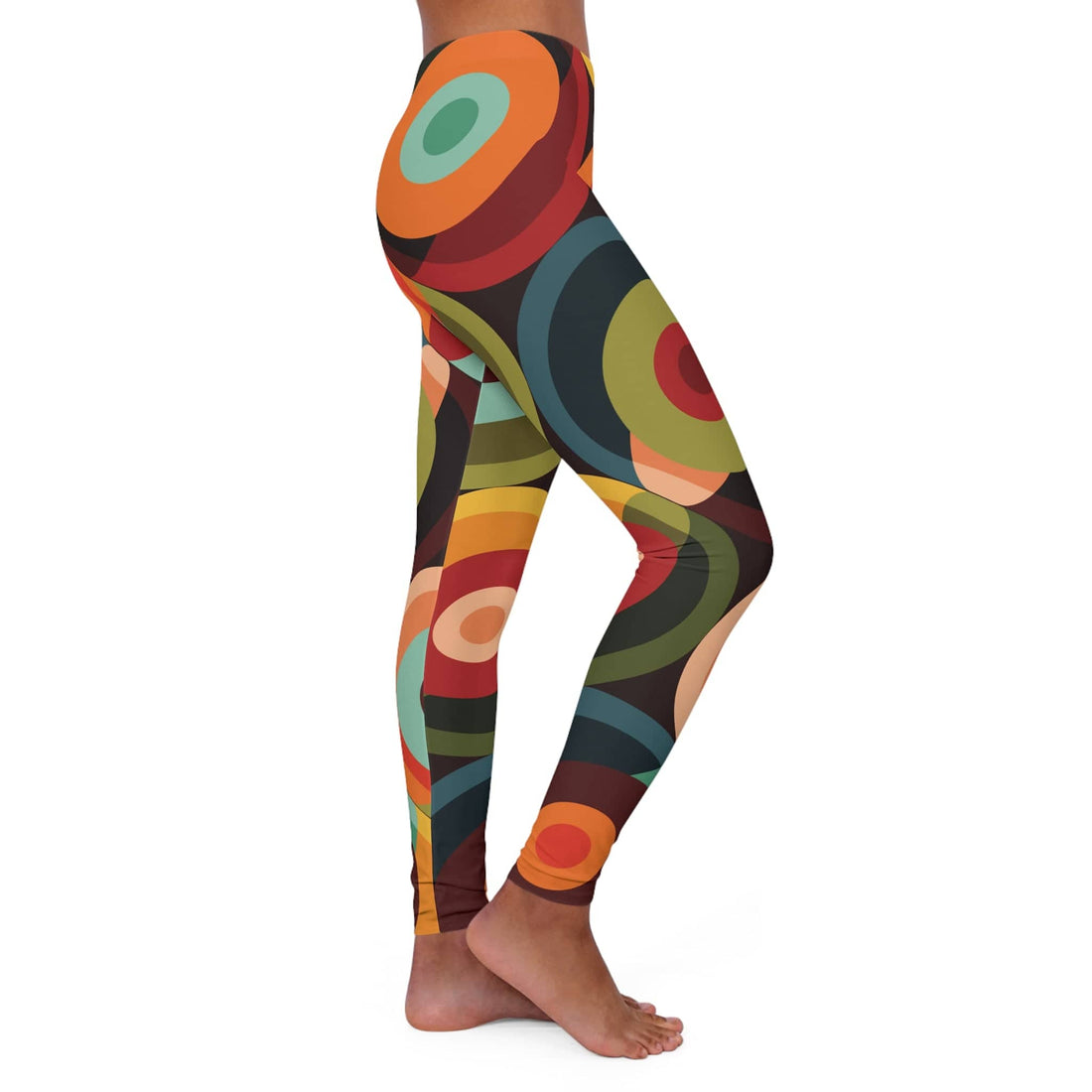 Kate McEnroe New York 70s Groovy Hippie Psychedelic Orbs Leggings, Mid Century Modern Retro Abstract Casual Yoga Pants, Geometric Circles Workout Pants,Leggings49694957427816972987