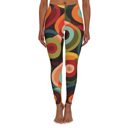 Kate McEnroe New York 70s Groovy Hippie Psychedelic Orbs Leggings, Mid Century Modern Retro Abstract Casual Yoga Pants, Geometric Circles Workout Pants,Leggings49694957427816972987