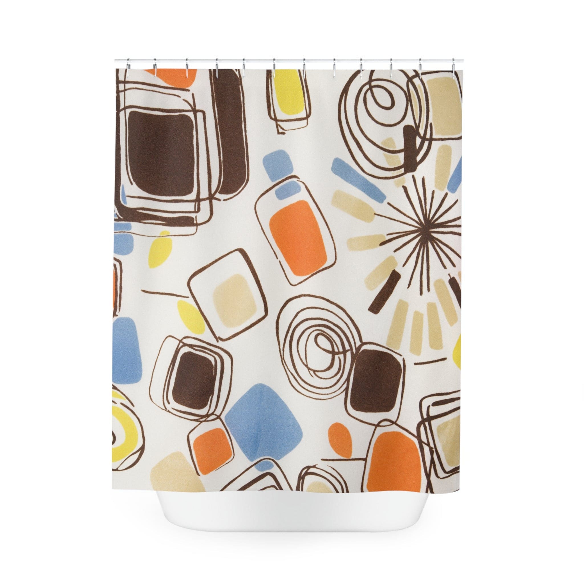 Kate McEnroe New York 70S Groovy Hippie Retro Geometric Shower Curtain, Mid Century Modern Bath DecorShower CurtainsS40 - COL - GEO - 7X9