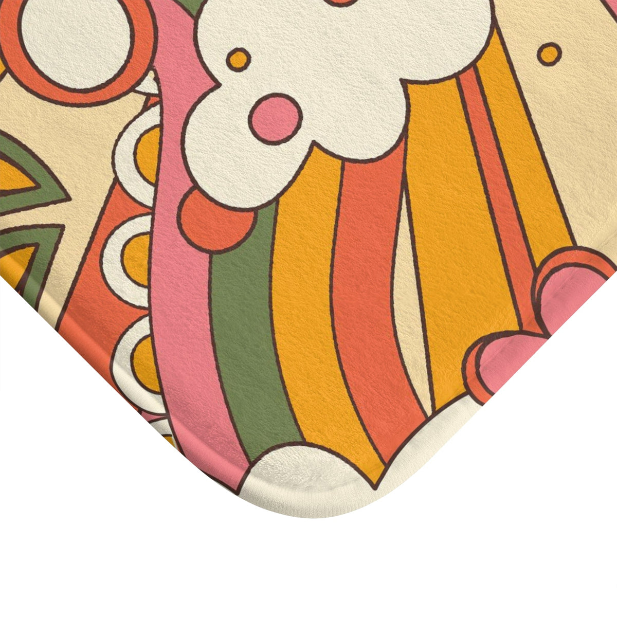 Kate McEnroe New York 70s Groovy Hippie Retro Sunshine Bath Mat, Mid Mod Flower Power Bathroom Rug, Funky Hipster Mid Century Modern Bathroom DecorBath Mats99544262741279746754