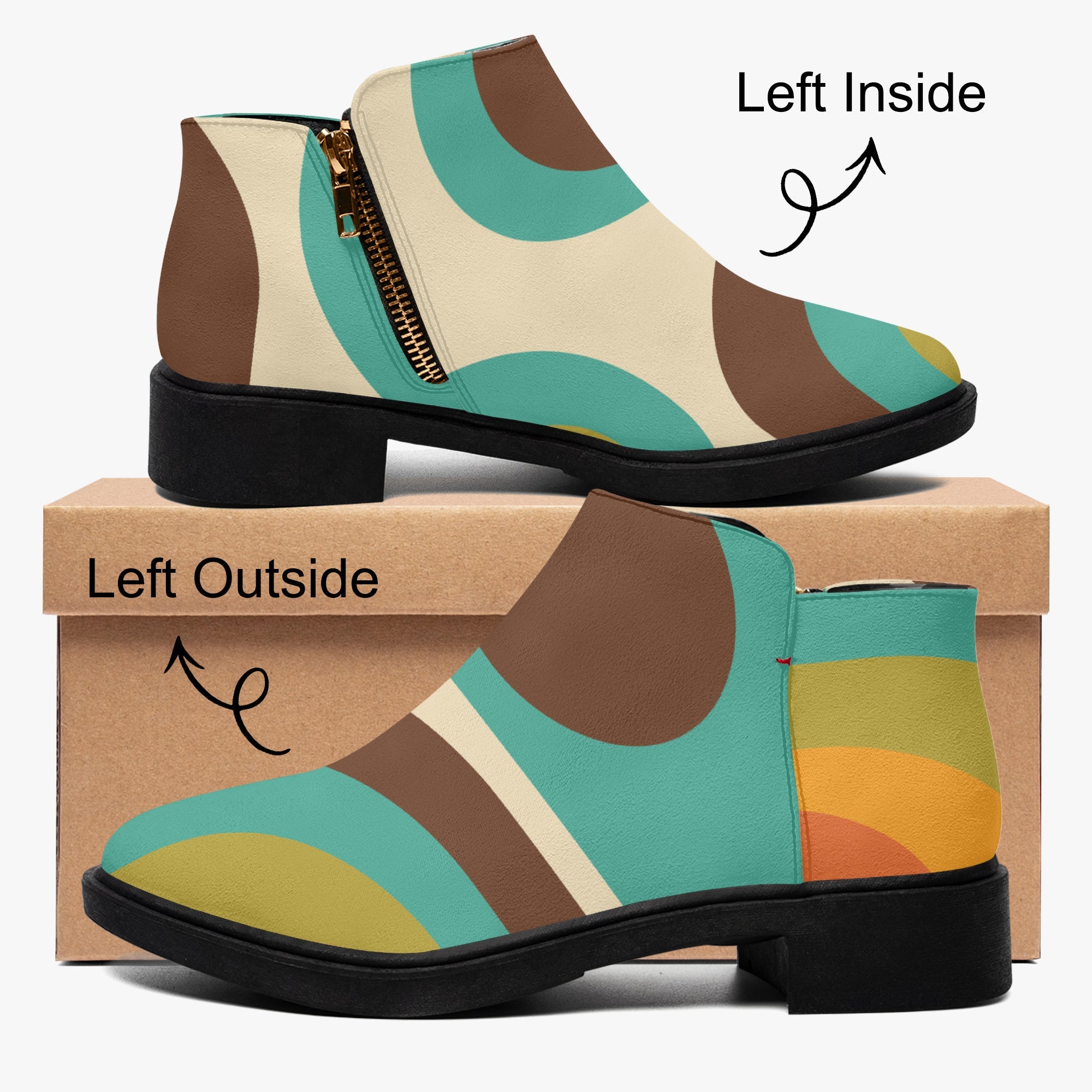 Kate McEnroe New York 70s Groovy Swirl Ankle Boots Retro Mod Wave BootiesAnkle Bootsm2l3lhk1_001