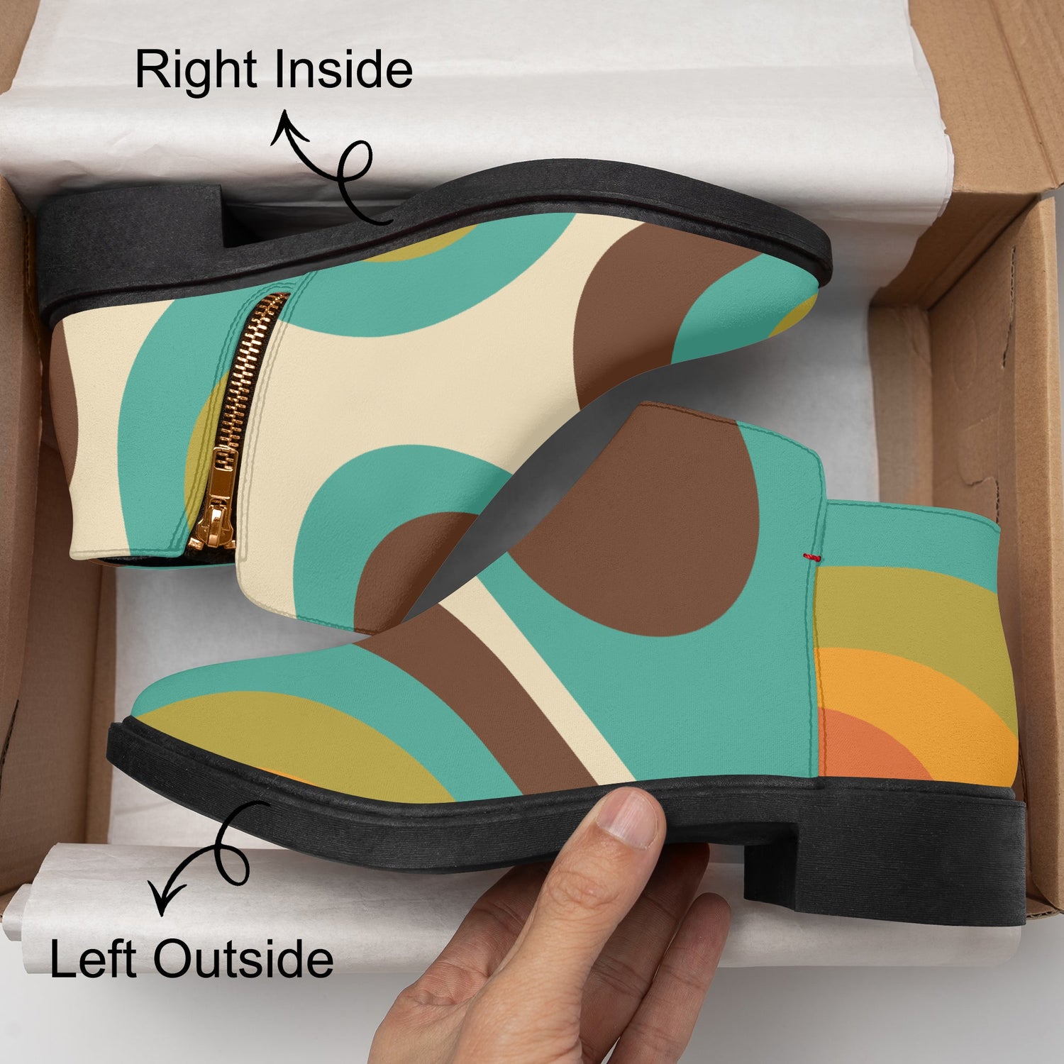 Kate McEnroe New York 70s Groovy Swirl Ankle Boots Retro Mod Wave BootiesAnkle Bootsm2l3lhk1_001