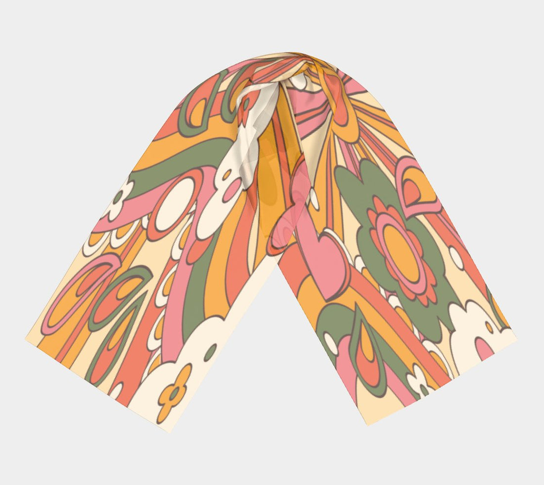 Kate McEnroe New York 70s Hippie Retro Groovy Flower Power Long ScarfScarves6207362|10x45|polychiffon