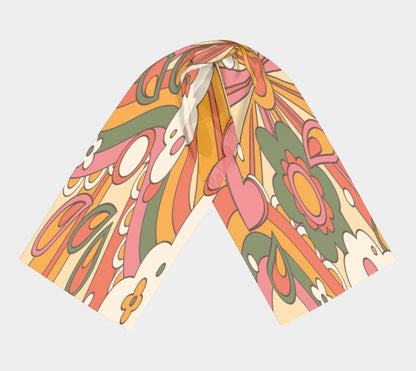 Kate McEnroe New York 70s Hippie Retro Groovy Flower Power Long ScarfScarves6207362|10x45|polychiffon