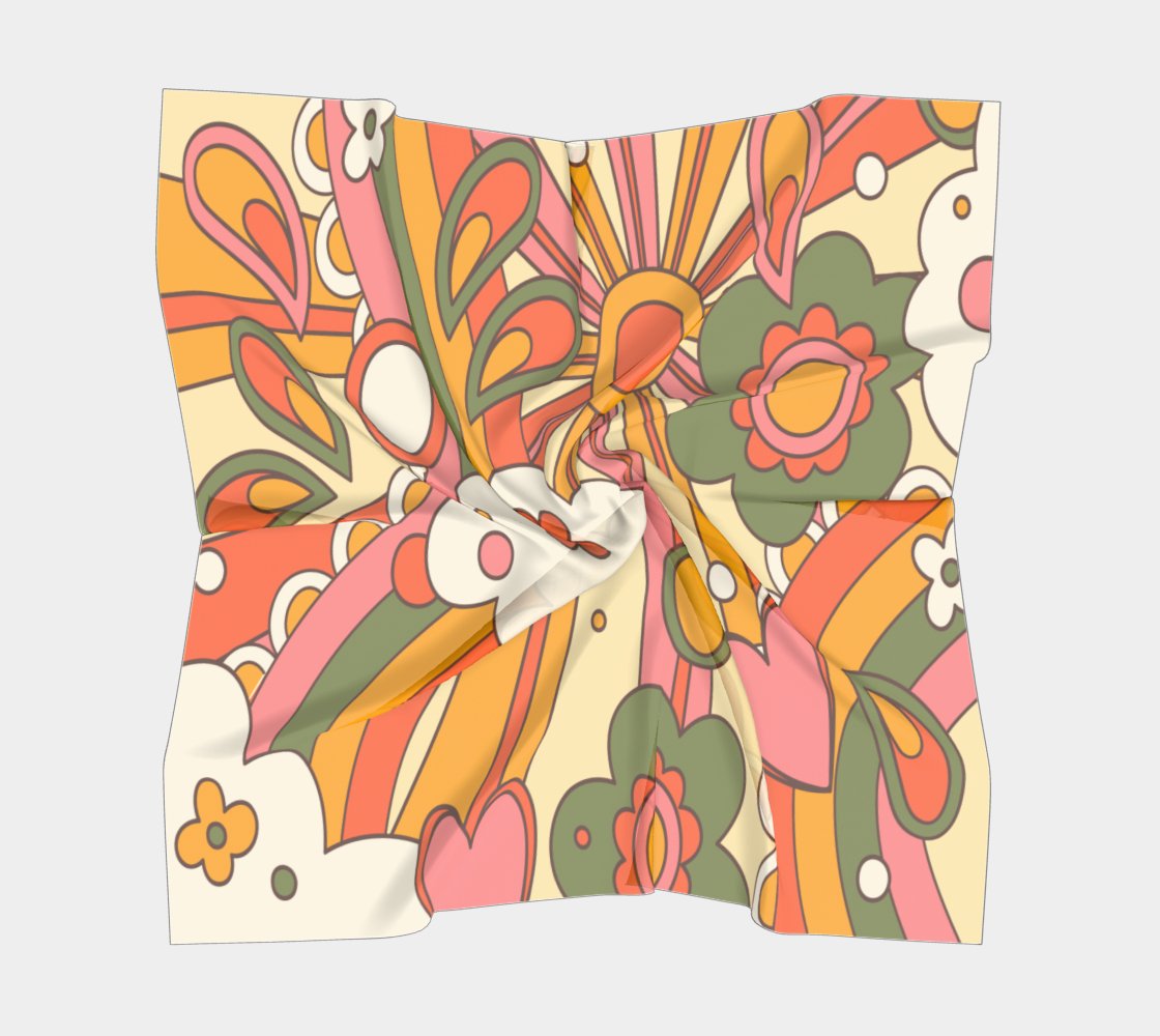 Kate McEnroe New York 70s Hippie Retro Groovy Flower Power Square ScarfScarves6680966|silk - habotai|16x16