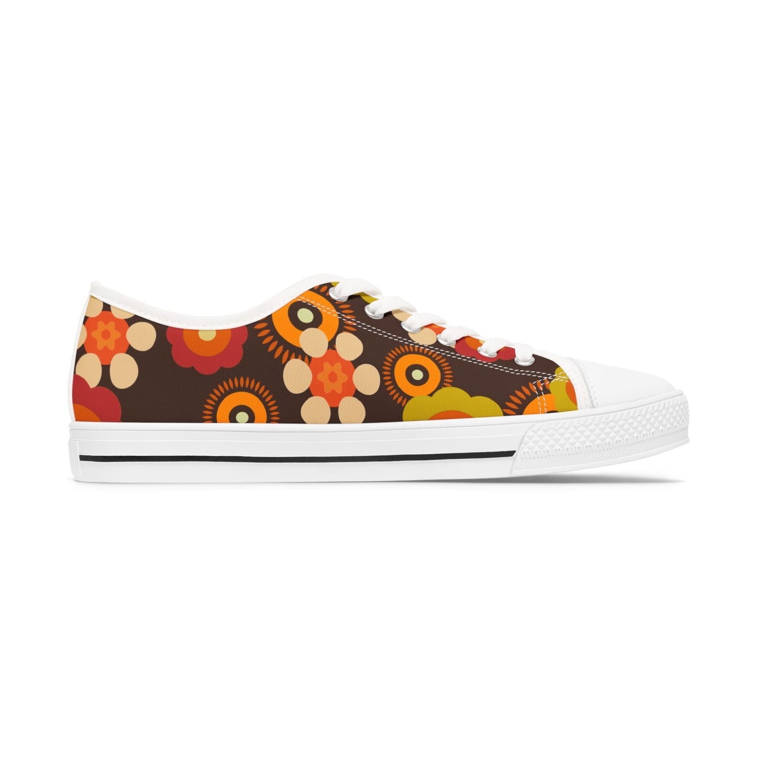 Kate McEnroe New York 70s Mid Mod Groovy Hippie Boho Sneakers, Retro 70s Vibe Flower Power Women&