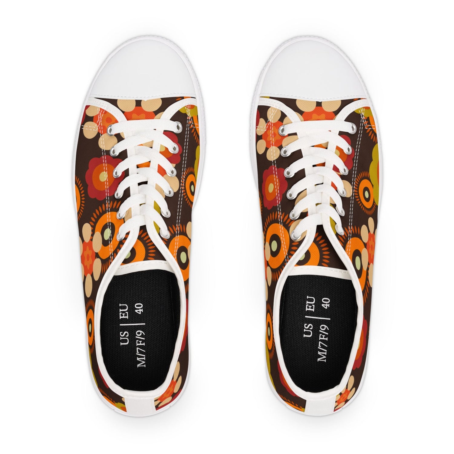 Kate McEnroe New York 70s Mid Mod Groovy Hippie Boho Sneakers, Retro 70s Vibe Flower Power Women&