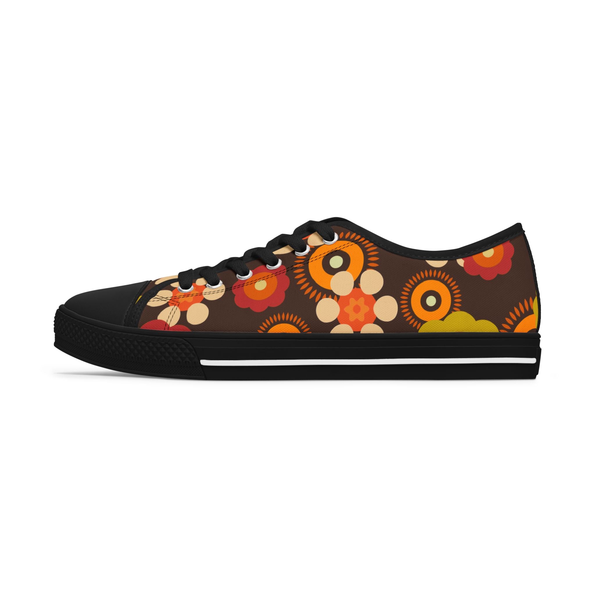 Kate McEnroe New York 70s Mid Mod Groovy Hippie Boho Sneakers, Retro 70s Vibe Flower Power Women&