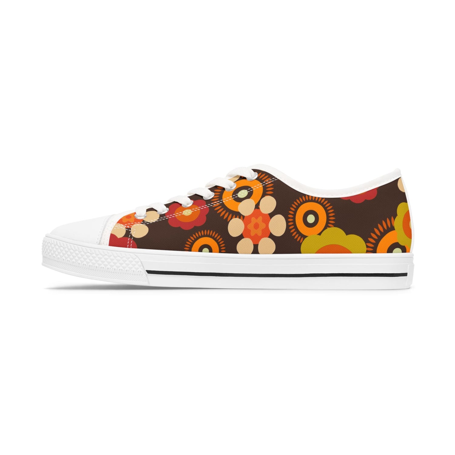 Kate McEnroe New York 70s Mid Mod Groovy Hippie Boho Sneakers, Retro 70s Vibe Flower Power Women&