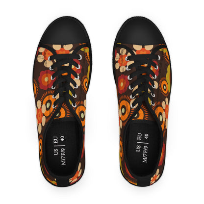 Kate McEnroe New York 70s Mid Mod Groovy Hippie Boho Sneakers, Retro 70s Vibe Flower Power Women&