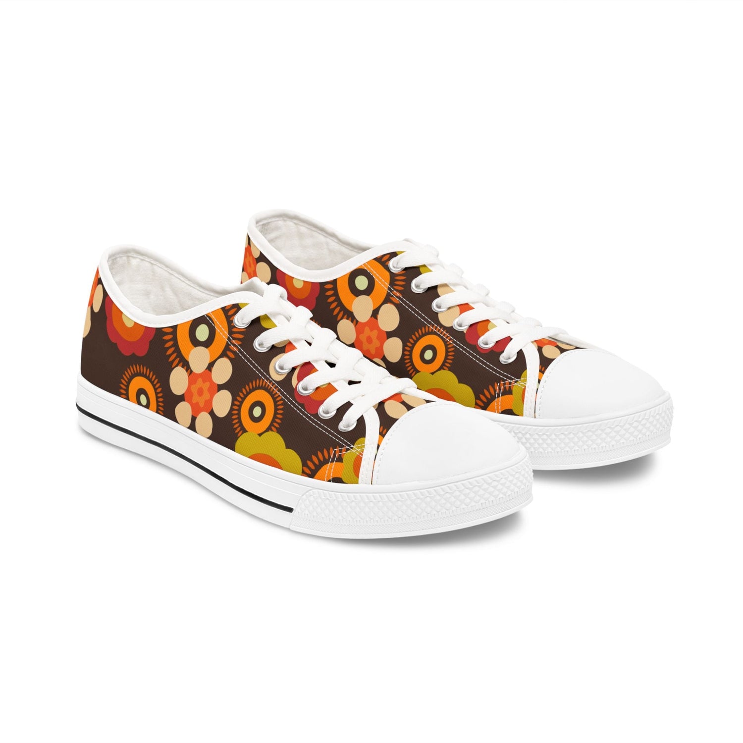 Kate McEnroe New York 70s Mid Mod Groovy Hippie Boho Sneakers, Retro 70s Vibe Flower Power Women&