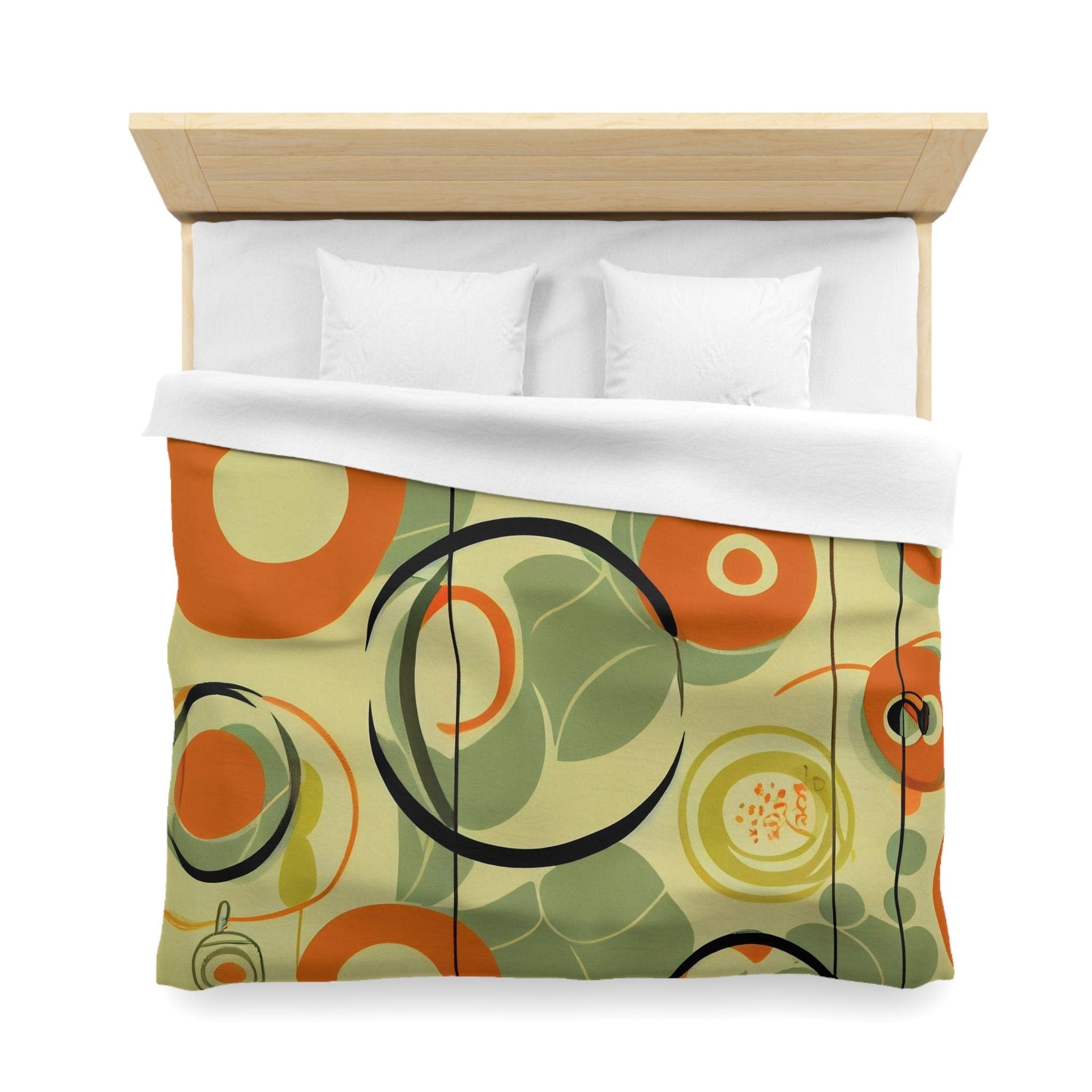Kate McEnroe New York 70s Mod Abstract Geometric Duvet Cover, Burnt Orange and Green Mid Century Style, Queen, King, Twin, Twin XL Bedding - KM13829923 Duvet Covers
