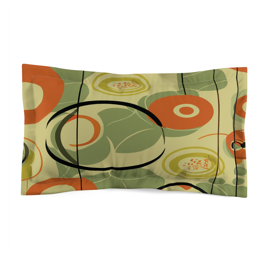 Kate McEnroe New York 70s Mod Abstract Geometric Pillow Sham, Burnt Orange and Green Mid Century Modern Style, MCM Retro BeddingPillow Shams10557598710442075370