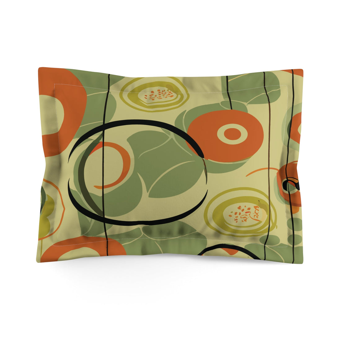 Kate McEnroe New York 70s Mod Abstract Geometric Pillow Sham, Burnt Orange and Green Mid Century Modern Style, MCM Retro BeddingPillow Shams16917358387944134054