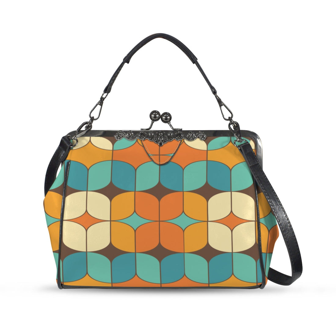 Kate McEnroe New York 70s Mod Kiss Lock Purse Retro Geometric Vintage HandbagCrossbody BagsD3274943