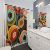 Kate McEnroe New York 70s Psychedelic Geometric Shower Curtain, Retro Colorful Circle Orb Abstract Bathroom Curtains - 13379123Shower CurtainsS40 - RED - ORB - 7X7