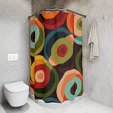 Kate McEnroe New York 70s Psychedelic Geometric Shower Curtain, Retro Colorful Circle Orb Abstract Bathroom Curtains - 13379123Shower CurtainsS40 - RED - ORB - 7X7