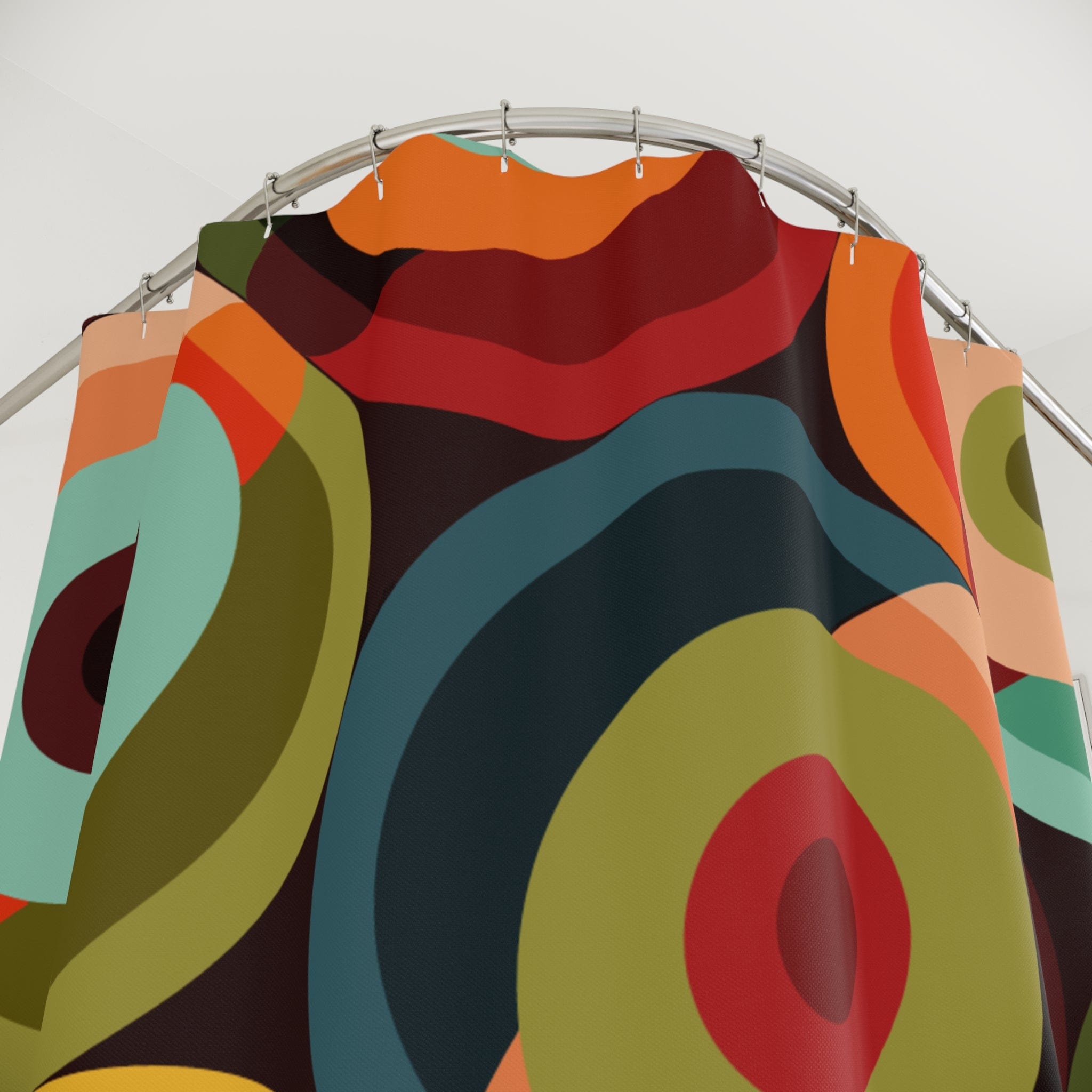 Kate McEnroe New York 70s Psychedelic Geometric Shower Curtain, Retro Colorful Circle Orb Abstract Bathroom Curtains - 13379123Shower CurtainsS40 - RED - ORB - 7X7