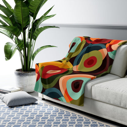 Kate McEnroe New York 70s Psychedelic Orb Geometric Blanket, Retro Colorful Circles, MCM Fleece Living Room Decor - KM13729723 Blankets