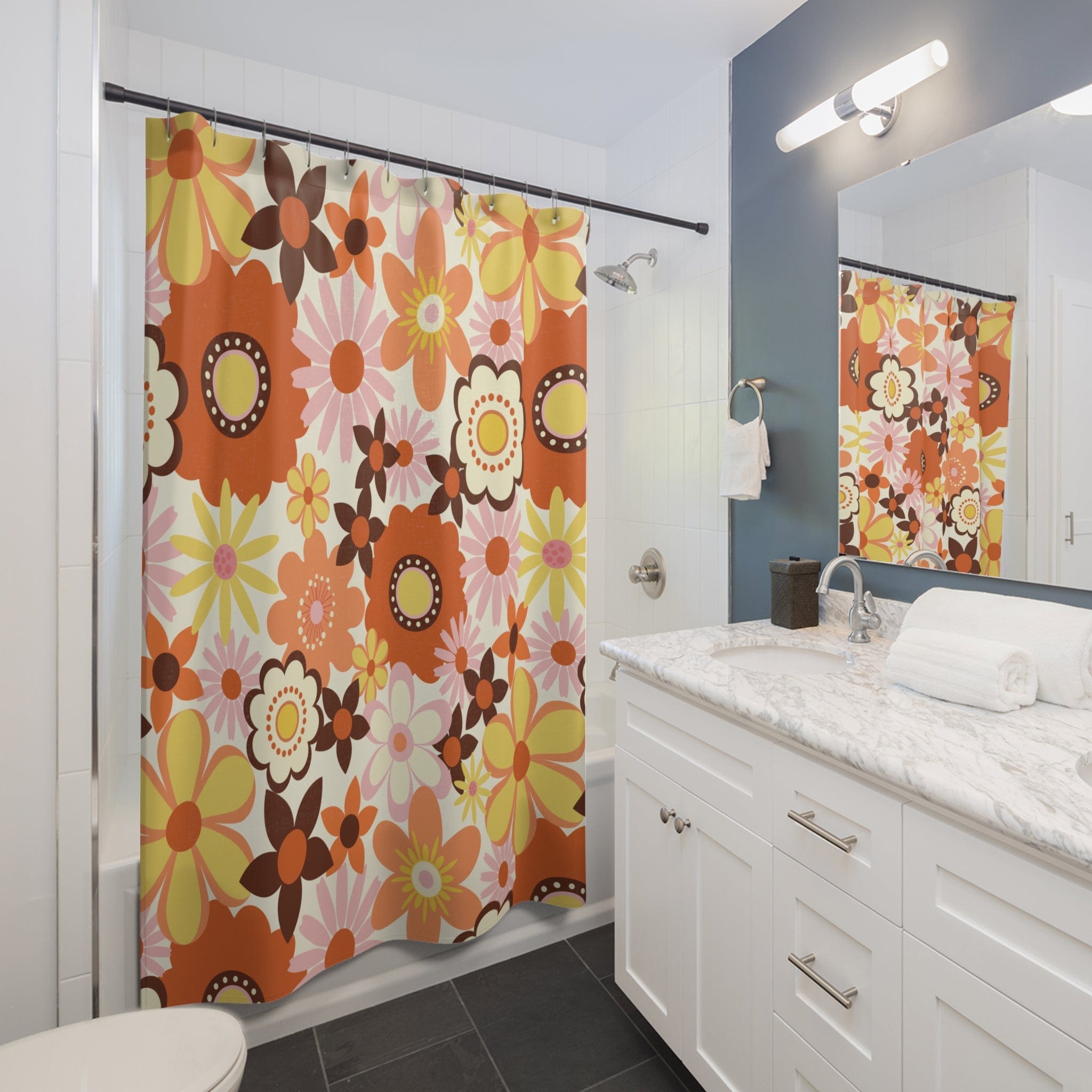 Kate McEnroe New York 70s Retro Boho Floral Vintage Shower CurtainShower Curtains10991163310535269131