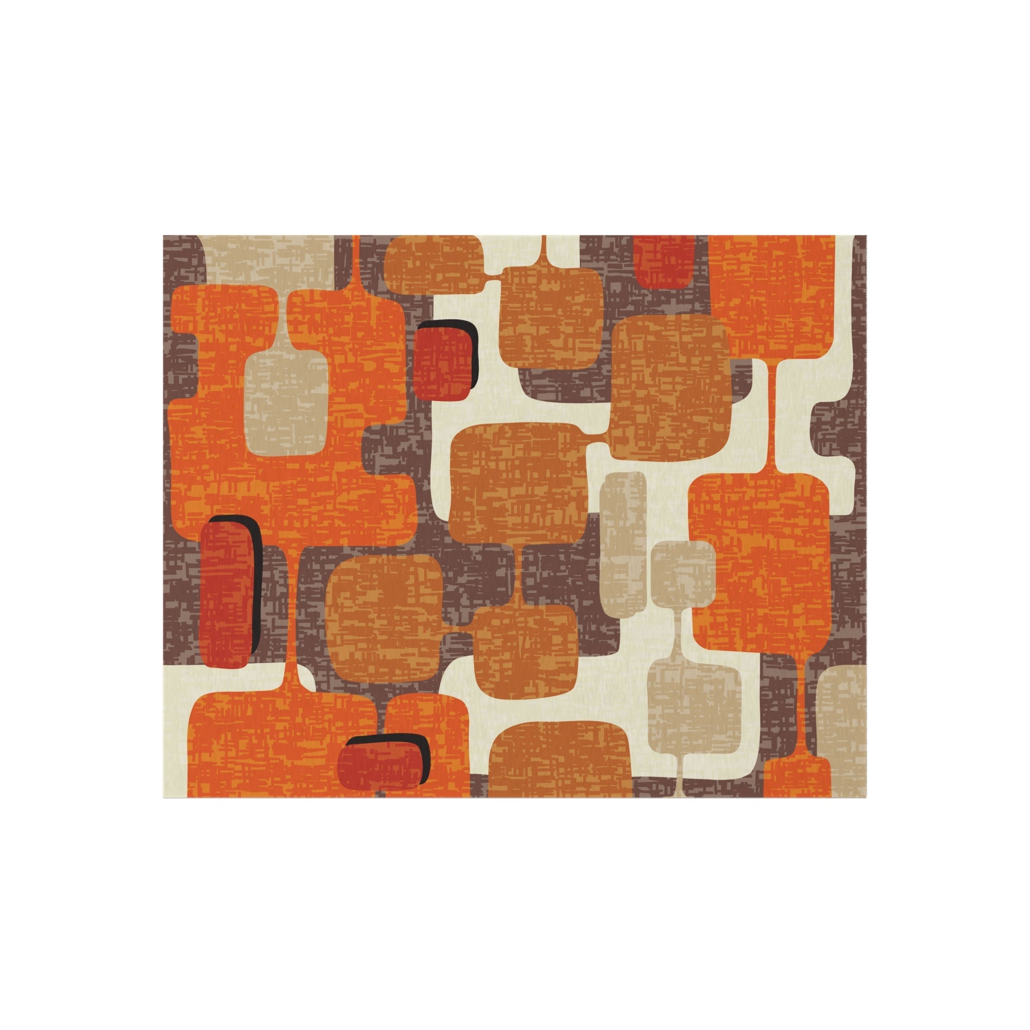 Kate McEnroe New York 70s Retro Burnt Orange, Earthy Brown and Cream Geometric Mid Century Modern Indoor/Outdoor Patio &amp; Porch Area RugRugs25669008431023338232