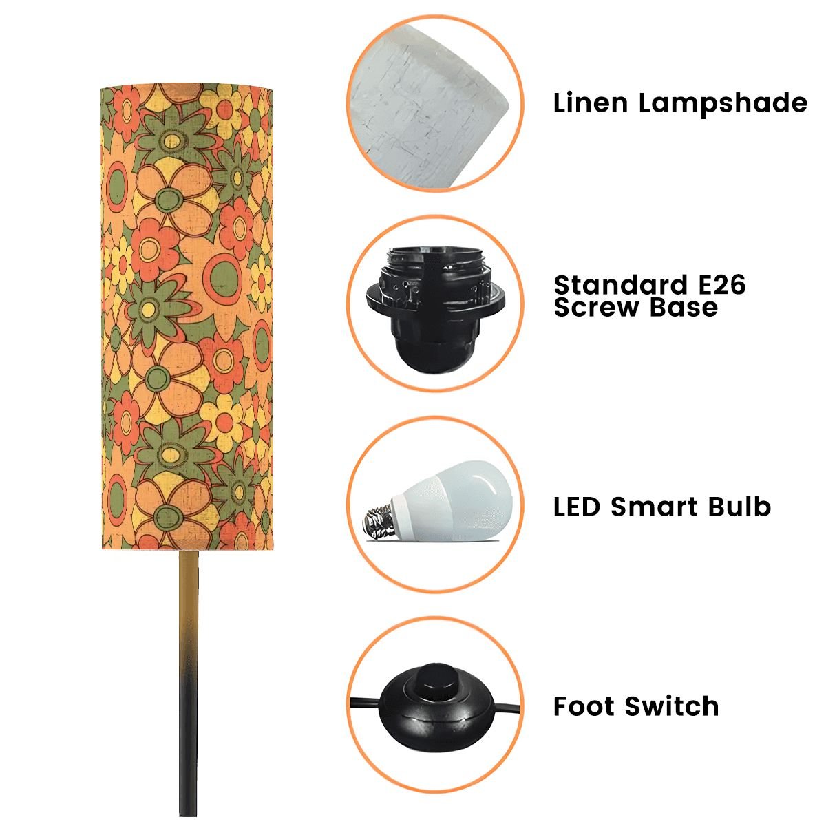 Kate McEnroe New York 70s Retro Floral Mid Century Modern Tall Floor LampTall Floor Lampsulj6pFlNMY