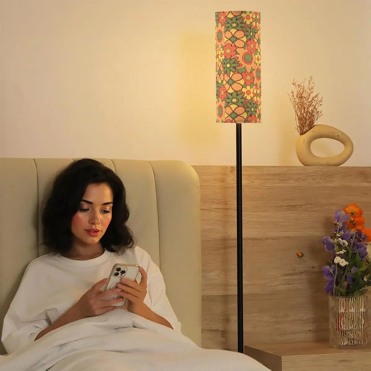 Kate McEnroe New York 70s Retro Floral Mid Century Modern Tall Floor LampTall Floor Lampsulj6pFlNMY