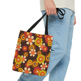 Kate McEnroe New York 70s Retro Funky Groovy Hippie Boho Tote Bag, Mid Century Modern 70s Vibe Flower Power Beach BagTotes20487472162175976694