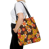 Kate McEnroe New York 70s Retro Funky Groovy Hippie Boho Tote Bag, Mid Century Modern 70s Vibe Flower Power Beach BagTotes26787278334832611355