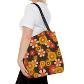 Kate McEnroe New York 70s Retro Funky Groovy Hippie Boho Tote Bag, Mid Century Modern 70s Vibe Flower Power Beach BagTotes29180232300037942918