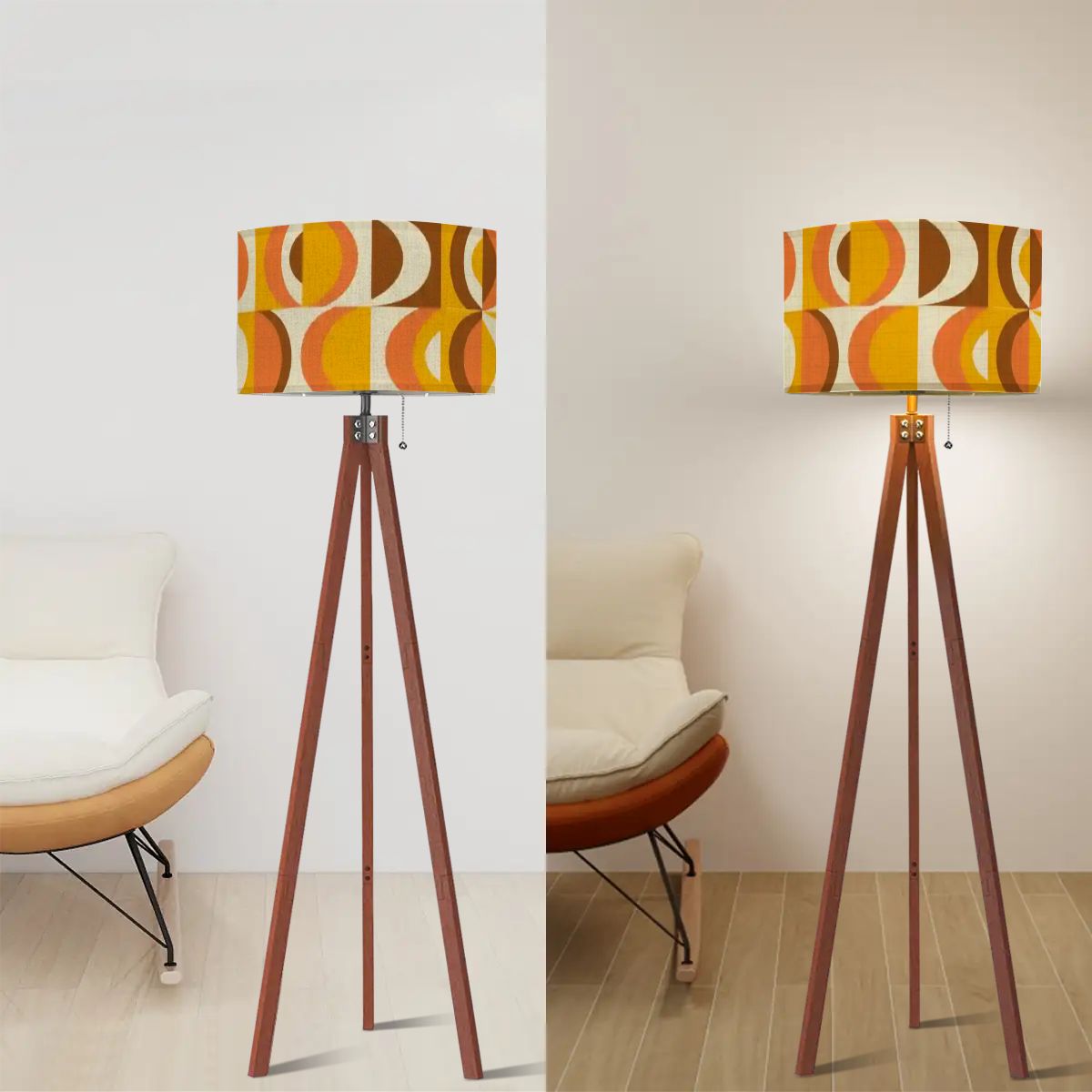 Kate McEnroe New York 70s Retro Geometric Tripod Floor Lamp Mid Century Modern LightingTripod Floor Lamps2E7FYDmomG