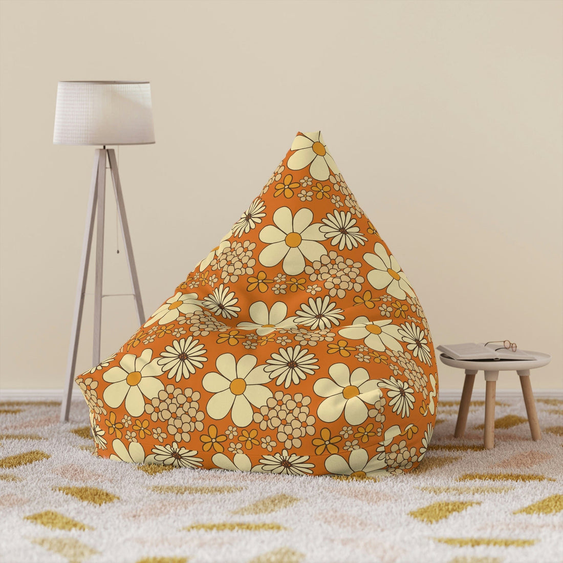 Kate McEnroe New York 70s Retro Groovy Hippie Floral Bean Bag Chair Cover Bean Bag Chair Covers 38&quot; × 42&quot; × 29&quot; / Without insert 17225241142698463521