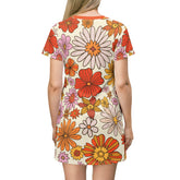 Kate McEnroe New York 70s Retro Groovy Hippie Flower Power T - Shirt Dress, Mid Mid Summer Party DressDresses32089656326677007366