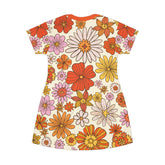 Kate McEnroe New York 70s Retro Groovy Hippie Flower Power T - Shirt Dress, Mid Mid Summer Party DressDresses32089656326677007366