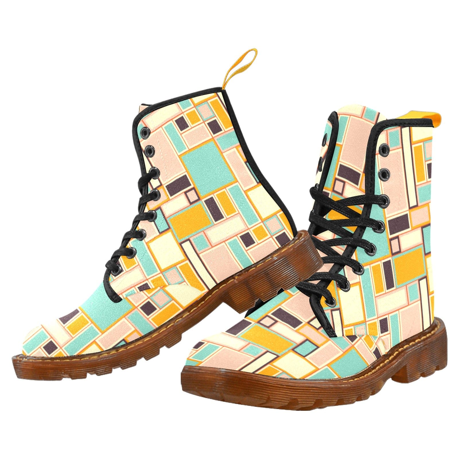 interestprint 70s Retro Vintage Psychedelic Groovy Women's Canvas Boots Boots
